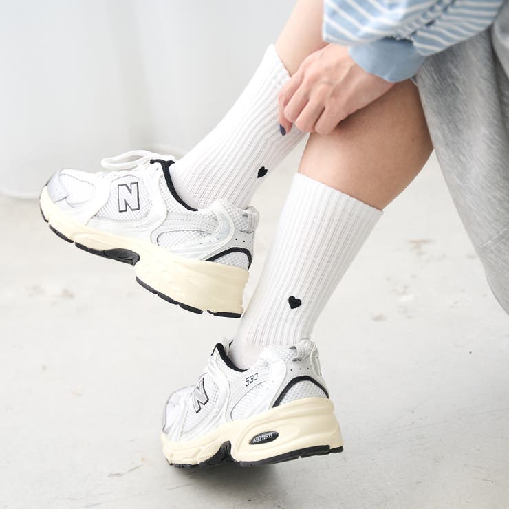 OFF WHITE | ハートバック刺繍リブソックス | coen【women】
