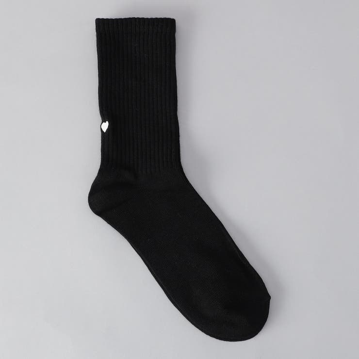 BLACK | ハートバック刺繍リブソックス | coen【women】