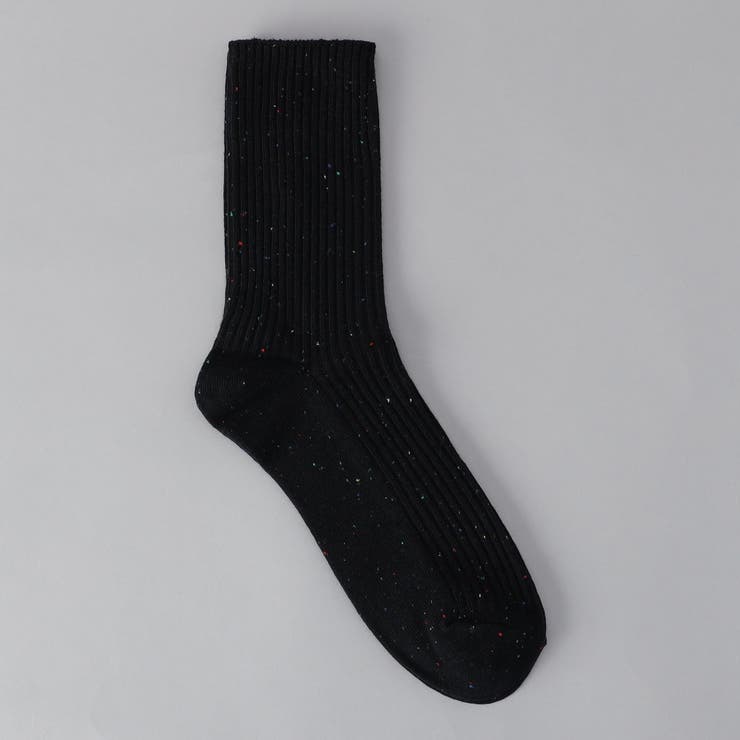 BLACK | カラーネップヤーンリブソックス | coen【women】