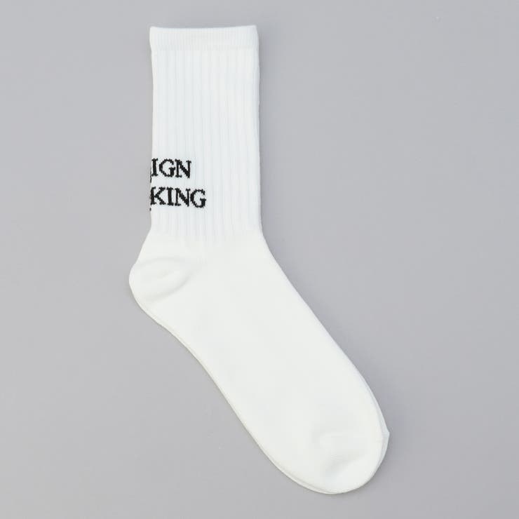 OFF WHITE | ロゴ刺繍 ジャガード クルーリブソックス | coen【women】