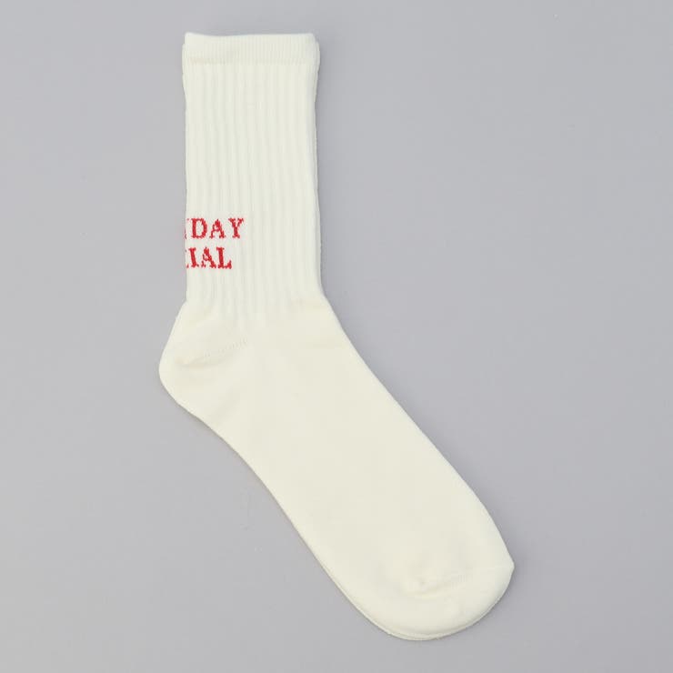 NATURAL | ロゴ刺繍 ジャガード クルーリブソックス | coen【women】