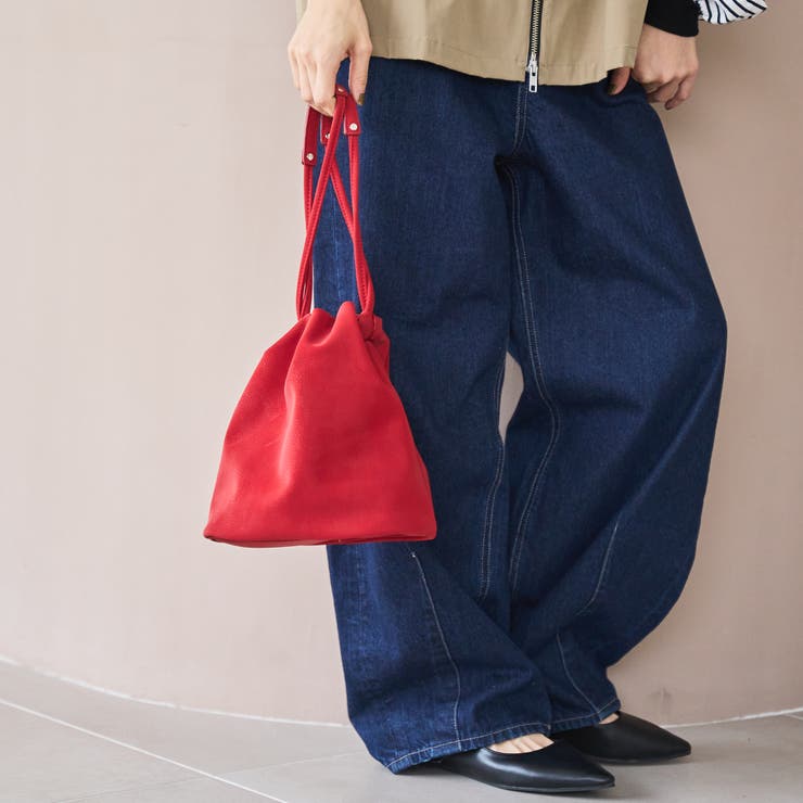 RED | 【再入荷・新色登場】レザーライク巾着ショルダーバッグ | coen【women】