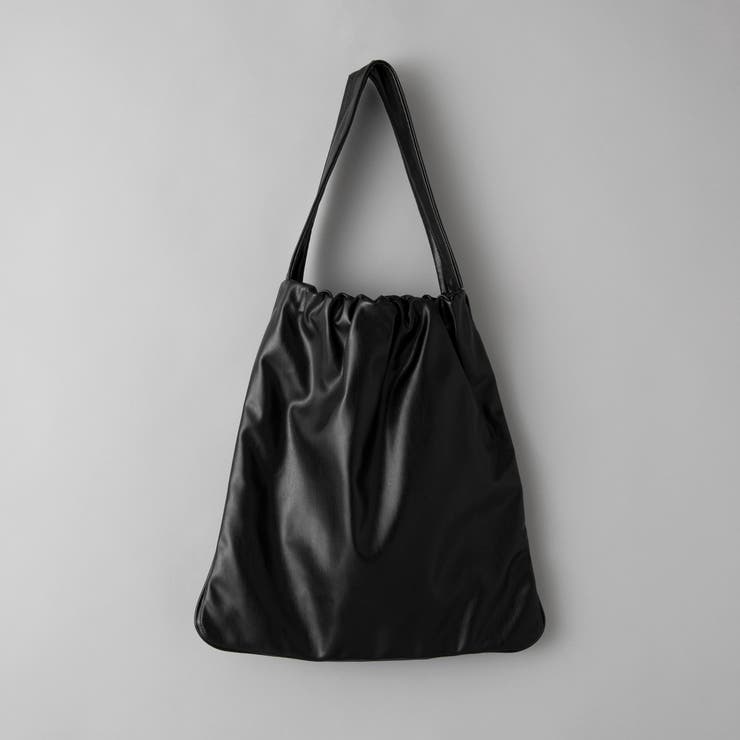 レザーライク ギャザーワンショルダートートバッグ[品番
