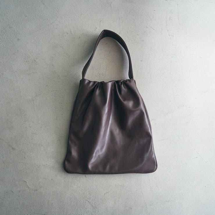 MD.BROWN | レザーライク ギャザーワンショルダートートバッグ | coen【women】
