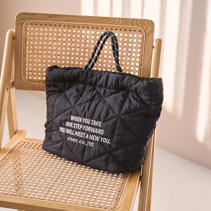BLACK | 【再入荷/新色登場】ロゴ刺繍キカキルトショルダーバッグ（Mサイズ） | coen【women】