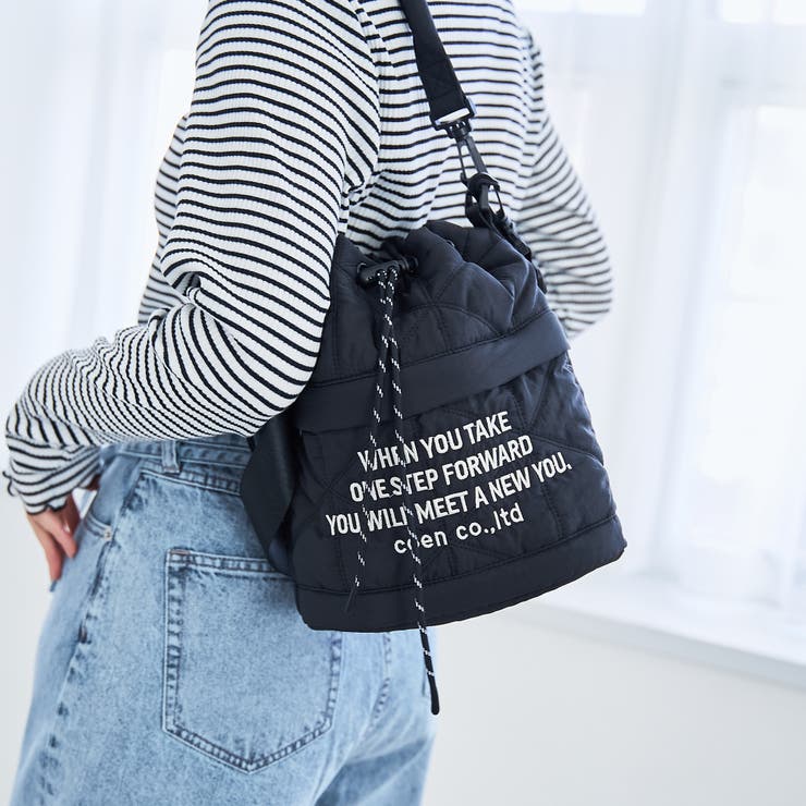 【再入荷・新色登場】ロゴ刺繍 幾何柄 キルト巾着ショルダーバッグ | coen【women】 | 詳細画像3 
