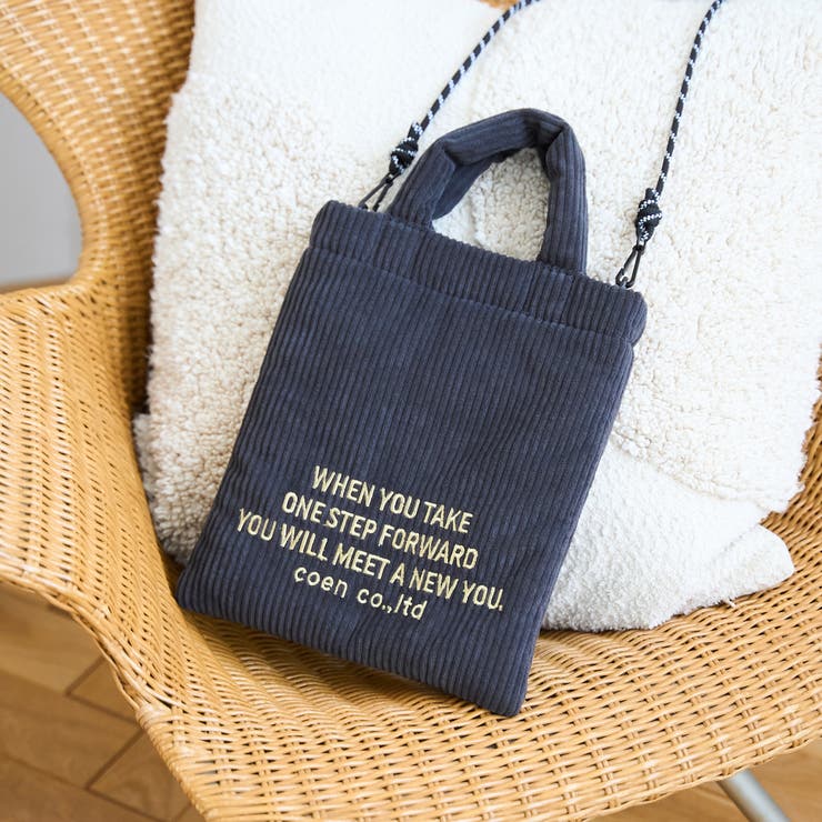 DK.GRAY | ロゴ刺繍コーデュロイショルダーバッグ | coen【women】