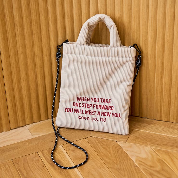 NATURAL | ロゴ刺繍コーデュロイショルダーバッグ | coen【women】