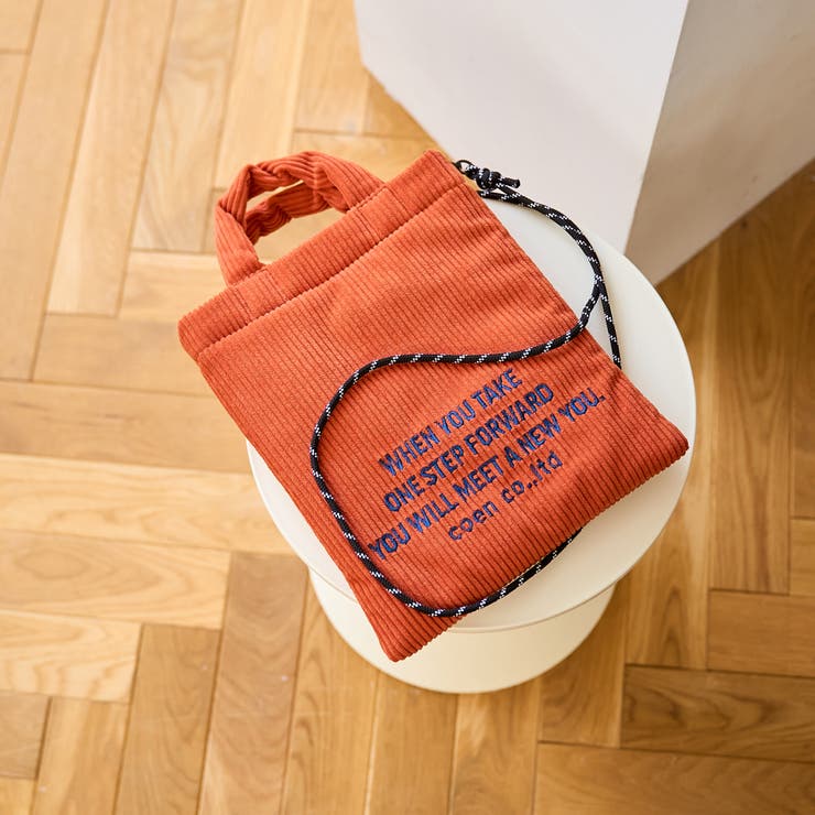 ORANGE | ロゴ刺繍コーデュロイショルダーバッグ | coen【women】