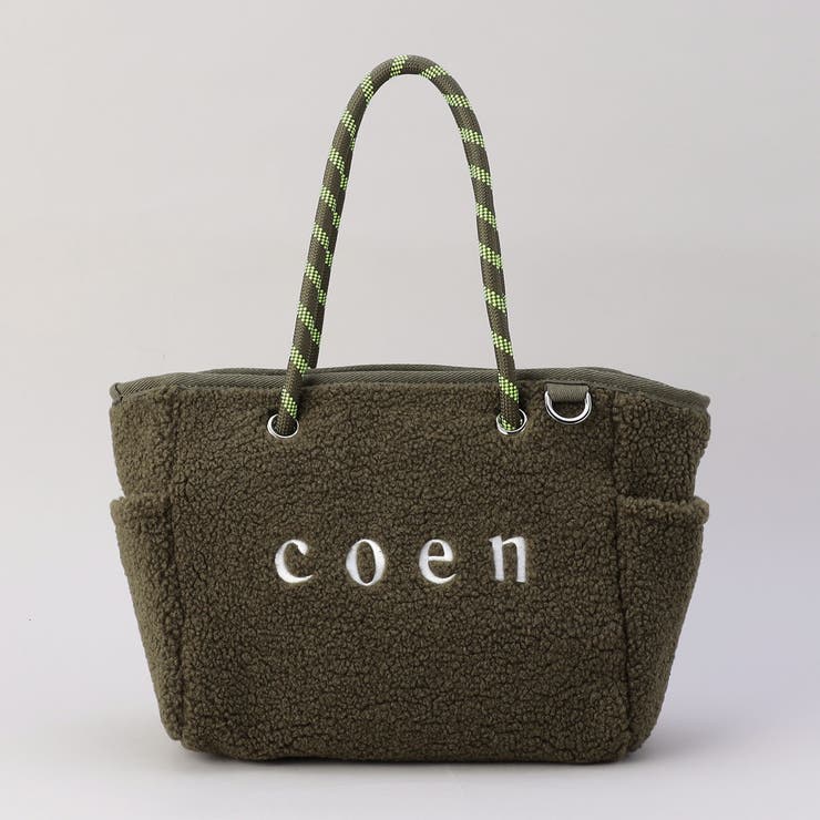 coen（コーエン）ロゴ リバーシブルボア＆チェックトートバッグ[品番