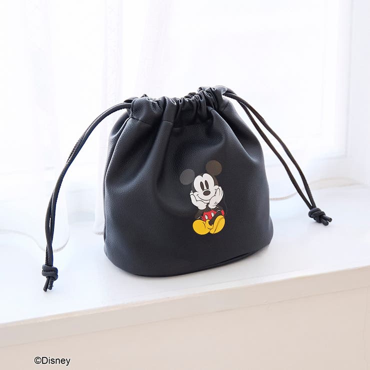 BLACK | 【MICKEY（ミッキー）/別注】レザーライク巾着バッグ | coen【women】