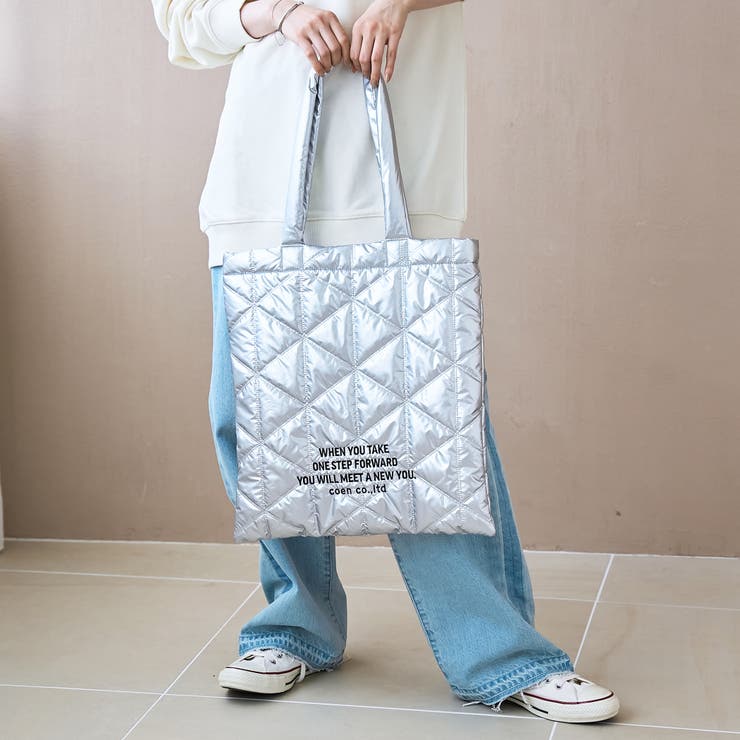 SILVER | ロゴ刺繍 幾何柄 キルトトートバッグ | coen【women】