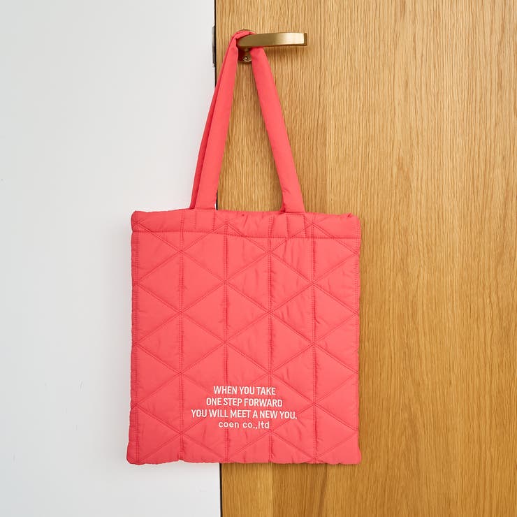 PINK | ロゴ刺繍 幾何柄 キルトトートバッグ | coen【women】