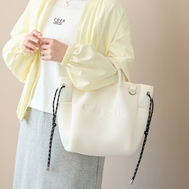 coen（コーエン）ロゴ刺繍 メッシュパフ2wayトートバッグ（Mサイズ） | coen【women】 | 詳細画像1 