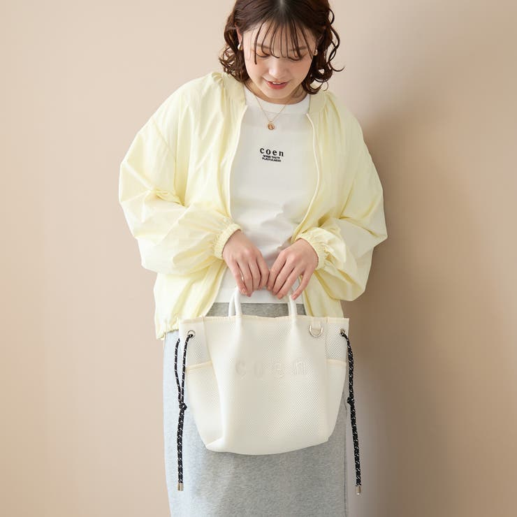 coen（コーエン）ロゴ刺繍 メッシュパフ2wayトートバッグ（Mサイズ） | coen【women】 | 詳細画像3 