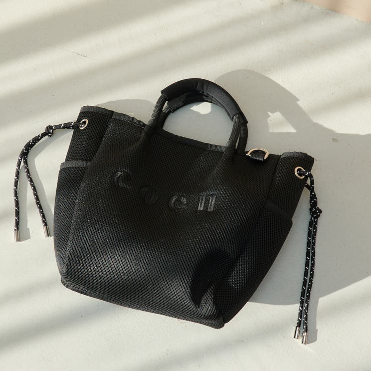 coen（コーエン）ロゴ刺繍 メッシュパフ2wayトートバッグ（Mサイズ） | coen【women】 | 詳細画像5 