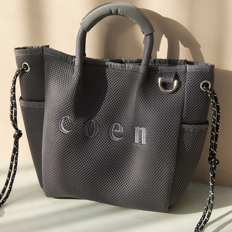 coen（コーエン）ロゴ刺繍 メッシュパフ2wayトートバッグ（Mサイズ） | coen【women】 | 詳細画像7 