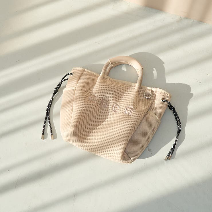 BEIGE | coen（コーエン）ロゴ刺繍 メッシュパフ2wayトートバッグ（Mサイズ） | coen【women】