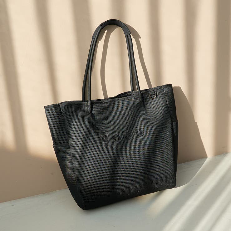 BLACK | coen（コーエン）ロゴ刺繍 メッシュパフトートバッグ | coen【women】