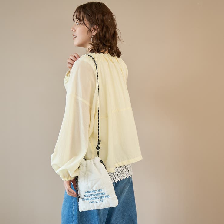 ロゴ刺繍 幾何柄 キルト巾着ショルダーバッグ（Sサイズ） | coen【women】 | 詳細画像2 