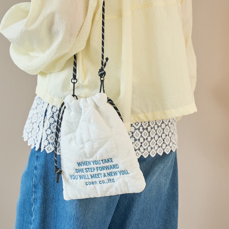 ロゴ刺繍 幾何柄 キルト巾着ショルダーバッグ（Sサイズ） | coen【women】 | 詳細画像3 