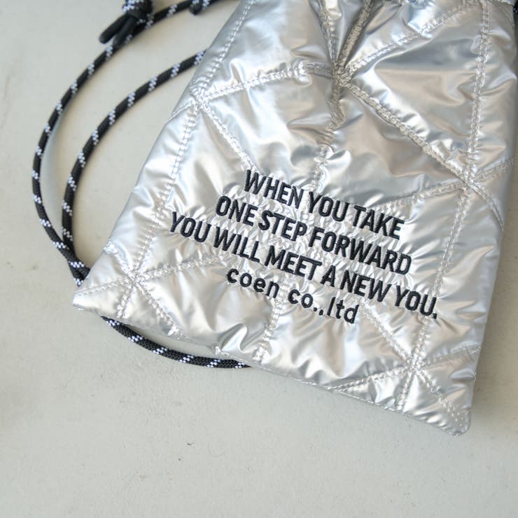 ロゴ刺繍 幾何柄 キルト巾着ショルダーバッグ（Sサイズ） | coen【women】 | 詳細画像4 