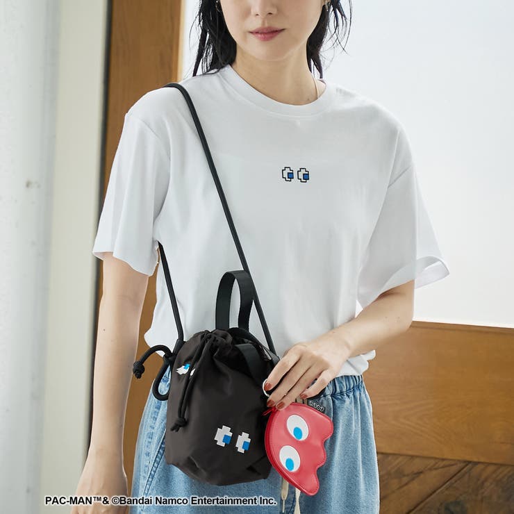 BLACK | 【PAC-MAN(パックマン)別注】EYEデザイン ツイル巾着ショルダーバック | coen【women】