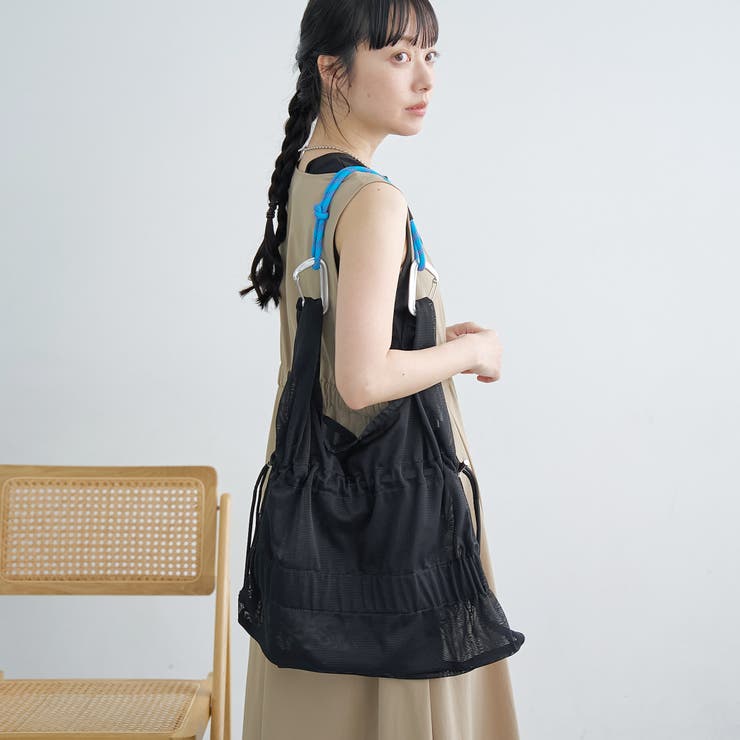 BLACK | 2wayパラコードメッシュハンドバッグ（Mサイズ） | coen【women】