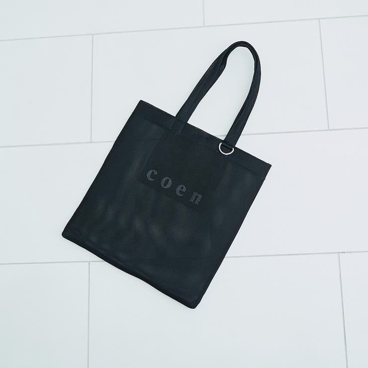 BLACK | coen（コーエン）ロゴメッシュシアートート（Lサイズ） | coen【women】