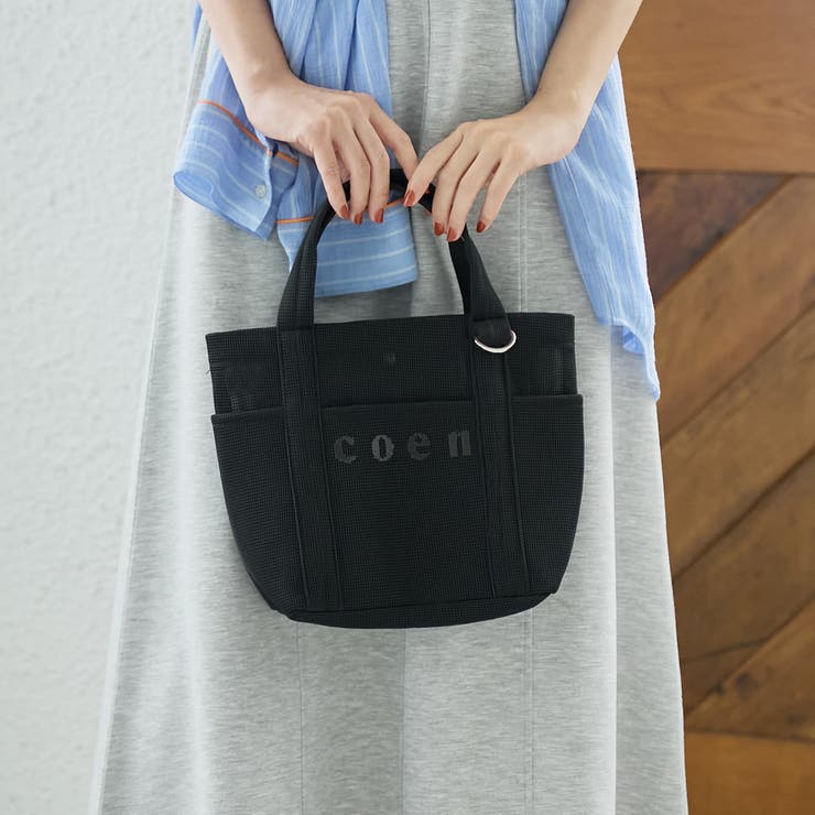 BLACK | coen（コーエン）ロゴメッシュシアートート（Mサイズ） | coen【women】