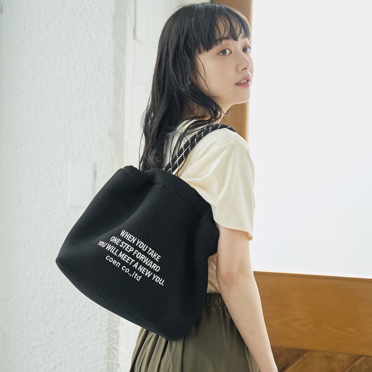 ロゴ刺繍 メッシュパフ2wayショルダーバッグ（Mサイズ） | coen【women】 | 詳細画像5 