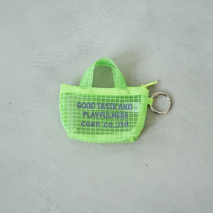 LIME | ロゴ刺繍 メッシュミニポーチキーホルダー | coen【women】