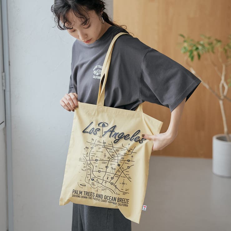YELLOW | 【I LOVE LA（アイラブエルエー）】マップデザインプリントトートバッグ | coen【women】