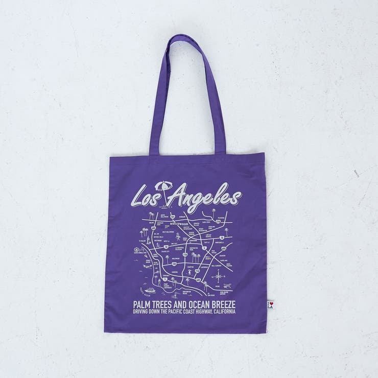 PURPLE | 【I LOVE LA（アイラブエルエー）】マップデザインプリントトートバッグ | coen【women】