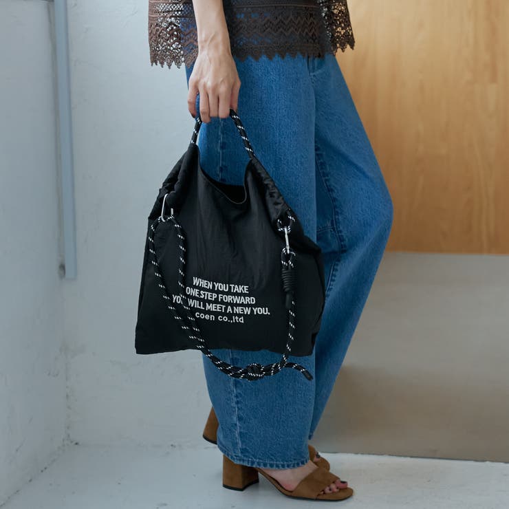BLACK | ロゴ刺繍 2wayパラコードトートバッグ | coen【women】