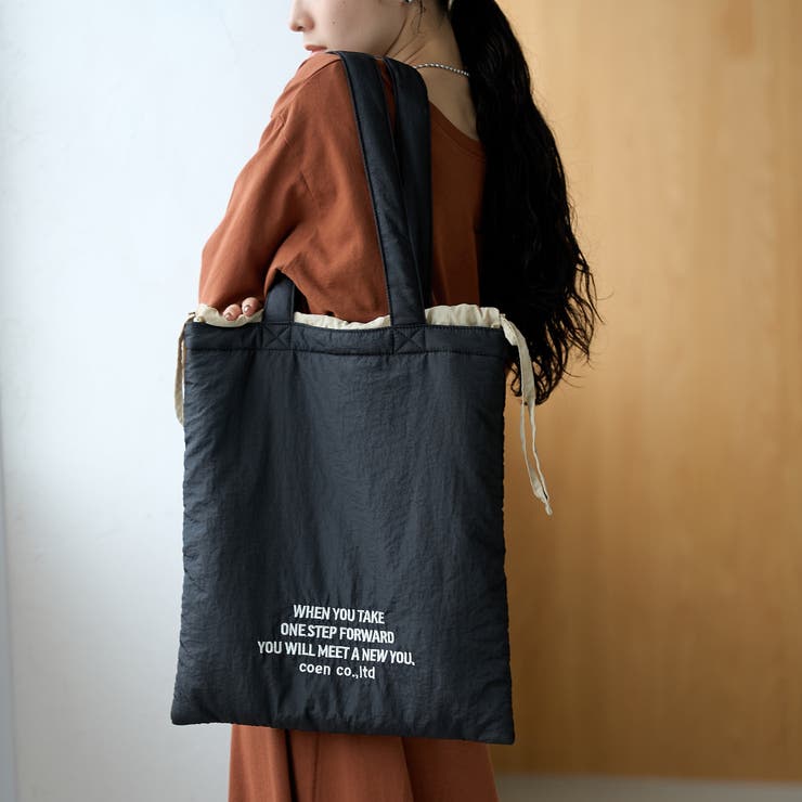 ロゴ刺繍 配色デザイン巾着トートバッグ | coen【women】 | 詳細画像1 