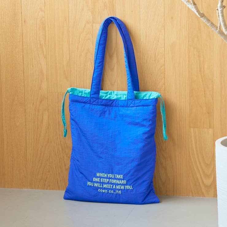 COBALT | ロゴ刺繍 配色デザイン巾着トートバッグ | coen【women】