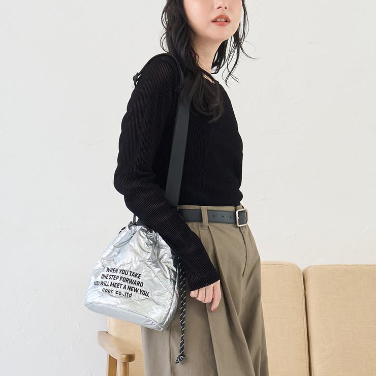 【新型登場】ロゴ刺繍キカキルト 2way巾着ショルダーバッグ | coen【women】 | 詳細画像2 