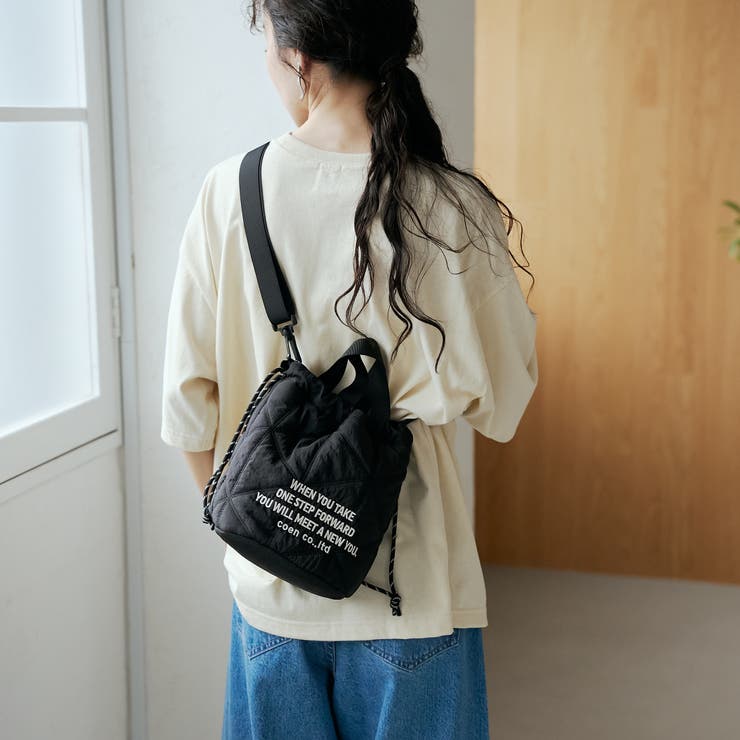【新型登場】ロゴ刺繍キカキルト 2way巾着ショルダーバッグ | coen【women】 | 詳細画像6 