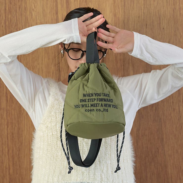 OLIVE | 【新型登場】ロゴ刺繍キカキルト 2way巾着ショルダーバッグ | coen【women】