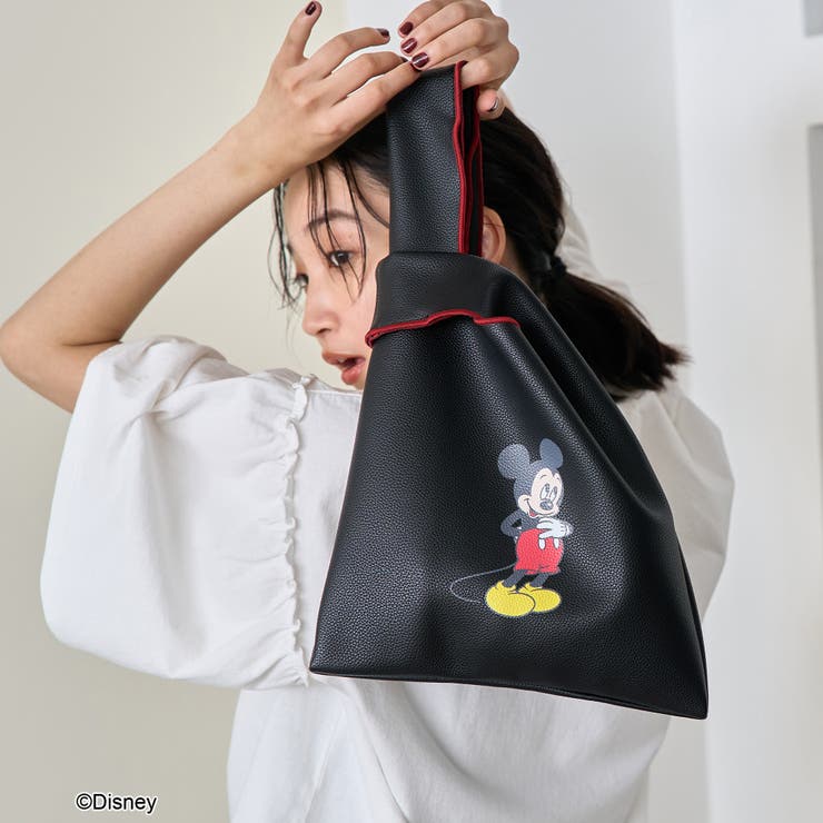 BLACK | 【MICKEY（ミッキー）/別注】配色パイピング レザーライクショッパーバッグ | coen【women】