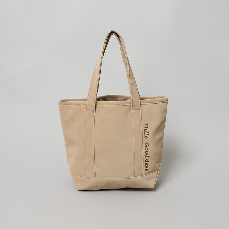 BEIGE | ヌメレザーライク ロゴ刺繍ミニトートバッグ | coen【women】