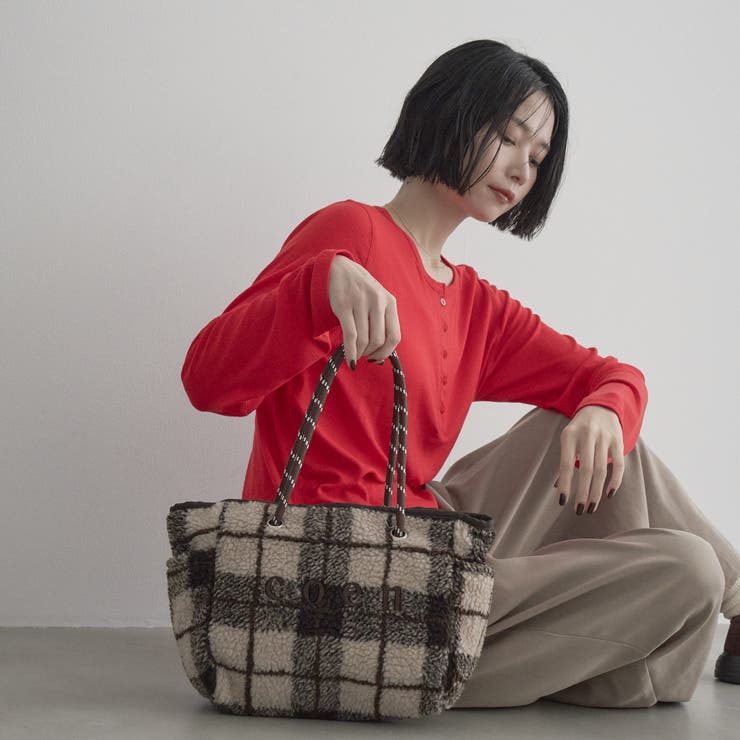 BEIGE | coen（コーエン）ロゴ アソート柄ジャガードボアトートバッグ（WEB限定カラー… | coen【women】