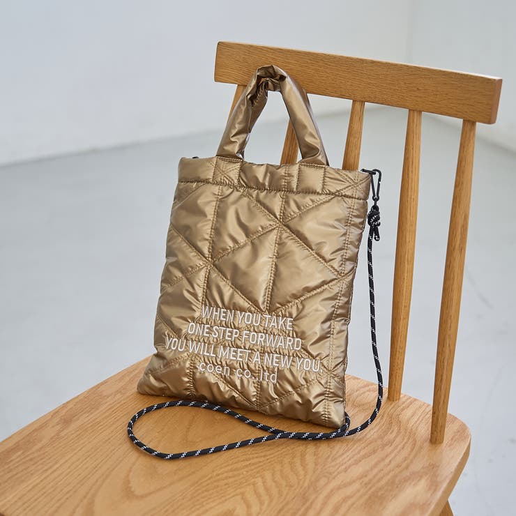 GOLD | 【新色追加】ロゴ刺繍 幾何柄 キルト2wayショルダーバッグ | coen【women】