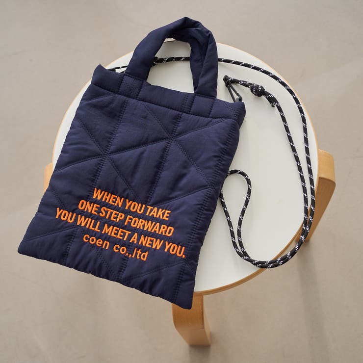 NAVY | 【新色追加】ロゴ刺繍 幾何柄 キルト2wayショルダーバッグ | coen【women】