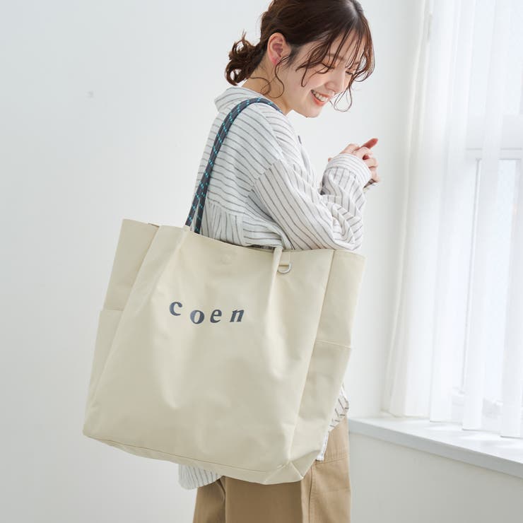 OFF WHITE | 【新色登場】 coenロゴ ポリキャンバストート（Lサイズ） | coen【women】