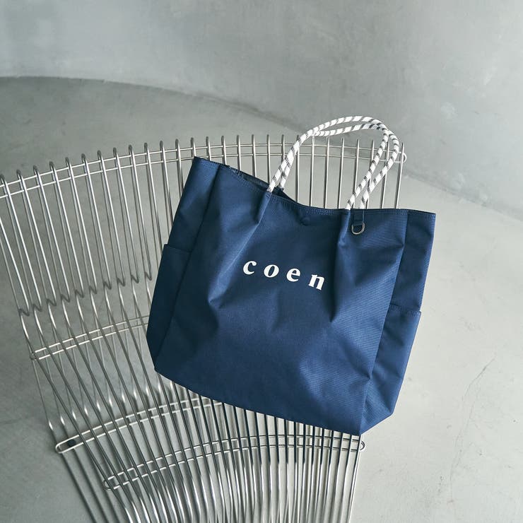NAVY | 【新色登場】 coenロゴ ポリキャンバストート（Lサイズ） | coen【women】