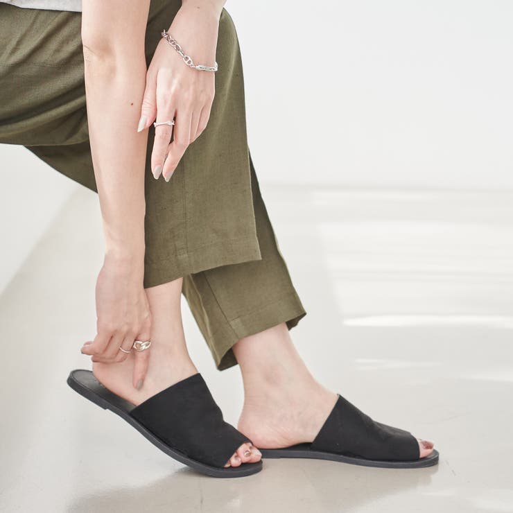 BLACK | スエードライク スライドフラットサンダル | coen【women】