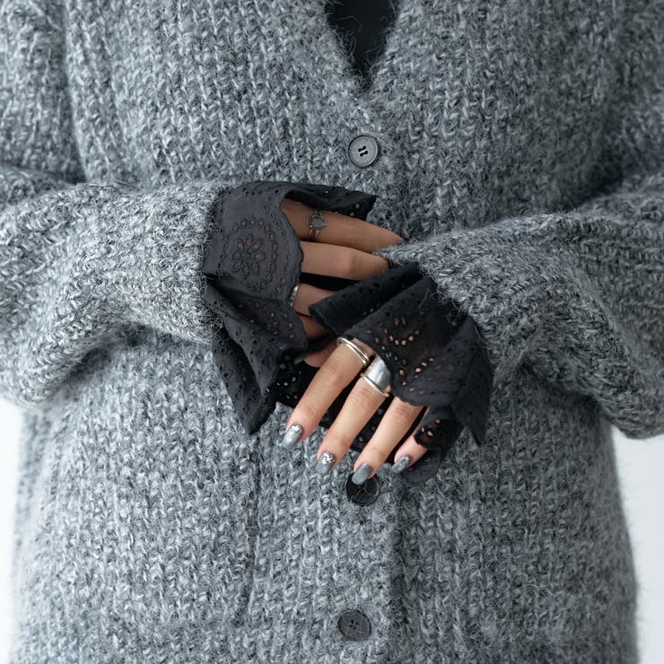 BLACK | スカラップ刺繍レースカフス 付け袖 | coen【women】