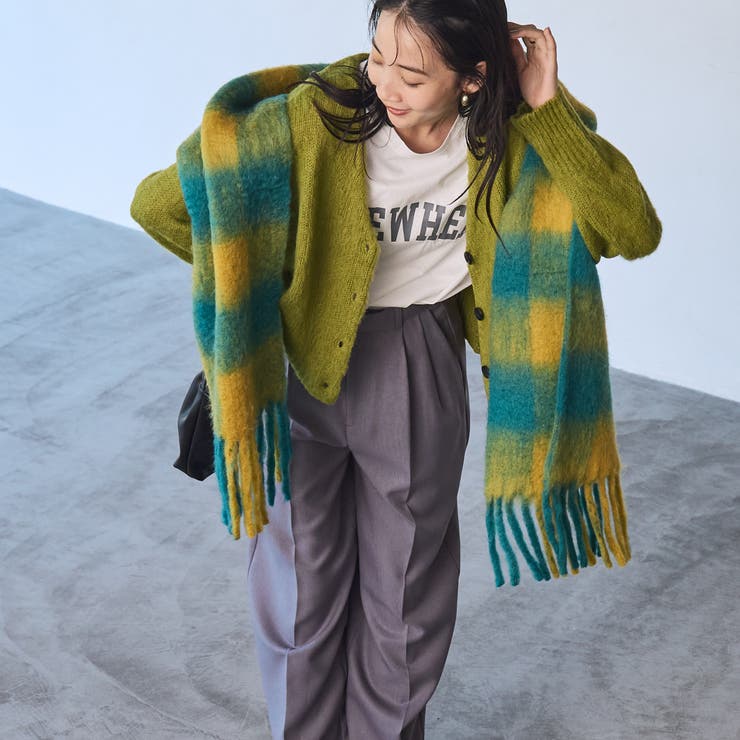 ウールMIXボリュームチェックマフラー[品番：COEW0004826]｜coen